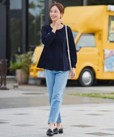 Tiaclasse 【洗える】袖パールポンチフレアトップス