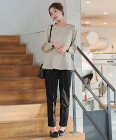 Tiaclasse 【洗える】袖パールポンチフレアトップス