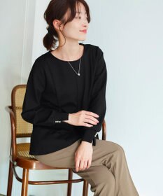 Tiaclasse 【洗える】袖パールポンチフレアトップス