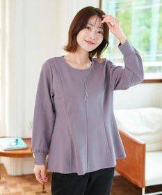 Tiaclasse 【洗える】袖パールポンチフレアトップス