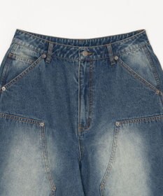 WEGO 【ユニセックス着用ITEM】ダブルニーデニムショーツ