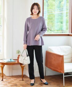 Tiaclasse 【洗える】袖パールポンチフレアトップス