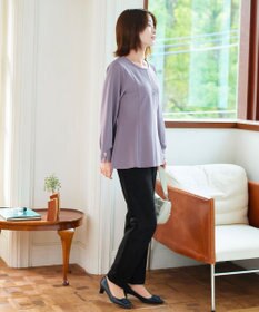 Tiaclasse 【洗える】袖パールポンチフレアトップス