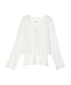 earth music&ecology ＳＥＴ２点クレープリボンブラウス＋インナー