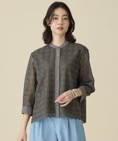 自由区 S ジオメトリックレース ブラウス