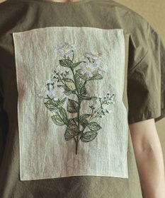 muuc ジャスミン刺繍フレンチスリーブワンピース〈日本製・綿100%天然素材・遠州織物〉〈繊細な花刺繍〉〈上品なロング丈〉〈ゆったりフリーサイズ〉〈大人の夏ワンピ〉