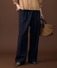 自由区 【SHIHOさん着用・機能性抜群・旬シルエット】ファンクショナルブロード カーブパンツ ネイビー