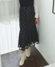 Feroux 【洗える】シアーチェック マーメイド スカート