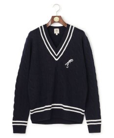 J.PRESS MEN 【NYUZELESS】ラムズウール ケーブルチルデン ニット ネイビー系