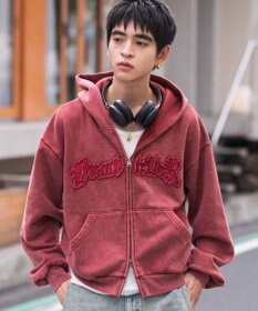 WEGO 【ユニセックス着用ITEM/MLサイズ展開】ショートグラフィックZIPパーカー