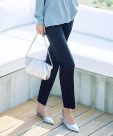 自由区 コットンサテンテーパード パンツ ネイビー