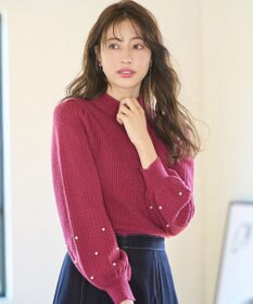 ANY SIS 【Oggi1月号掲載】モックネック袖パール調 ニット