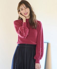 ANY SIS 【Oggi1月号掲載】モックネック袖パール調 ニット