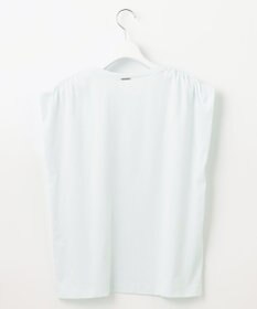 自由区 S 【洗える】タックギャザーネック Tシャツ