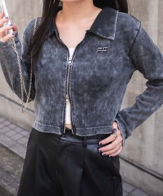 WEGO ヴィンテージウォッシュWZIPトップス