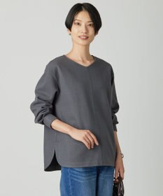 J.PRESS LADIES メルトンジャージー Vネック カットソー スレート系