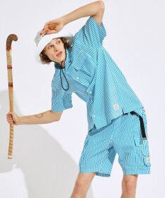 PW CIRCULUS 【高通気 / 軽撥水 / 軽量のDotAir 使用】【MEN】ストライプ柄オープンカラー