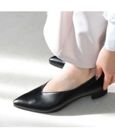 Pointer 日本製 本革 生活防水機能付きVカットパンプス