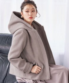 Tiaclasse ウールライクフーデットショートコート