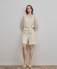 GRACE CONTINENTAL ストライプボウブラウス