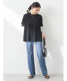 earth music&ecology マジョリカプリーツ半袖ブラウス