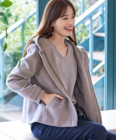 Tiaclasse ウールライクフーデットショートコート