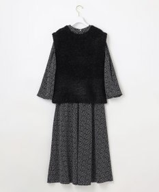 ANY SIS L 【洗える】フラワープリントワンピース × ニットベスト セット