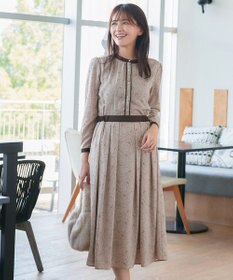 Tiaclasse L 【安田美沙子さん着用・新色/XSサイズ追加・洗える】フラワープリント配色ワンピース