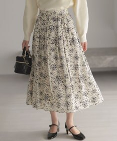 組曲 モザイクフラワープリント スカート アイボリー系5
