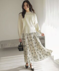 組曲 モザイクフラワープリント スカート