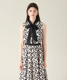 GRACE CONTINENTAL リボンプリントノースリーブトップ