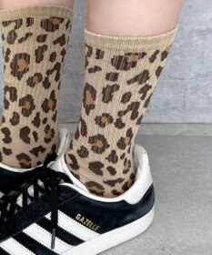 WEGO レオパード柄リブソックス