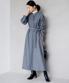 23区 【洗える】ウールストレッチツイル シャツワンピース