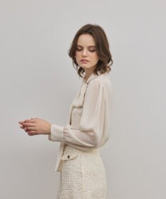 GRACE CONTINENTAL ストライプボウブラウス