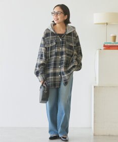 AMERICAN HOLIC フード付きシャギーチェックシャツ