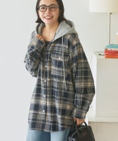 AMERICAN HOLIC フード付きシャギーチェックシャツ