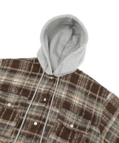 AMERICAN HOLIC フード付きシャギーチェックシャツ