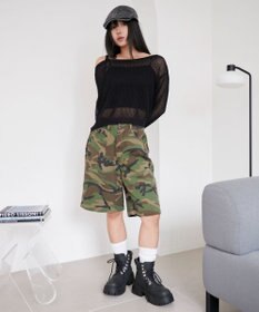 WEGO 2WAYオフショルメッシュニット