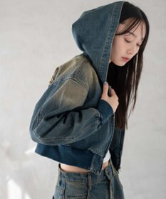 WEGO ヴィンテージウォッシュショートフードブルゾン