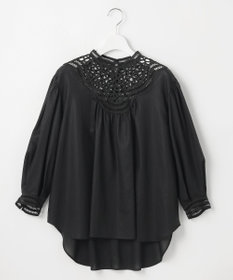 23区 L 【GOLD LABEL】モダンコットン レースコンビ ブラウス