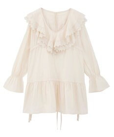 earth music&ecology 【綿100％】サイドリボンラッフルミニワンピース