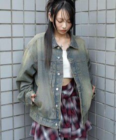 WEGO 【ユニセックス着用ITEM/MLサイズ展開】ヴィンテージライクBIGデニムジャケット