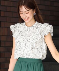 Tiaclasse 【新色追加・洗える】花柄フリルシャツブラウス