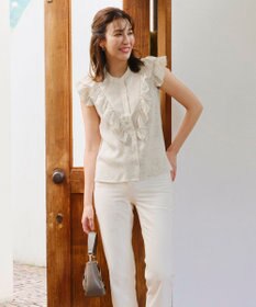 Tiaclasse 【新色追加・洗える】花柄フリルシャツブラウス