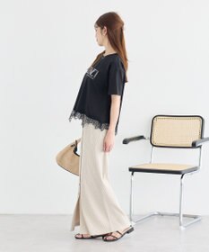 earth music&ecology 裾レースロゴプリントTシャツ