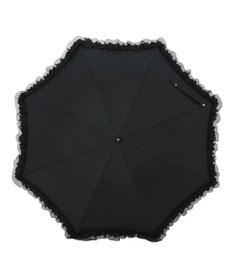 MOONBAT ランバン オン ブルー 晴雨兼用日傘 長傘 ビジュー付きオーガンジーフリル 遮光 遮熱 UV