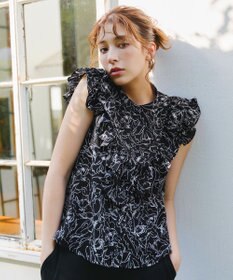 Tiaclasse 【新色追加・洗える】花柄フリルシャツブラウス