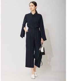 ICB L 【接触冷感・UVケア・速乾・洗える】FluidBackSatin スリットスリーブシャツ