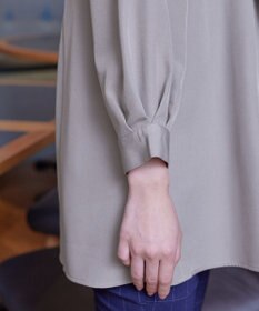 Tiaclasse 【ダブルストレッチ・洗える】バックベルトチュニックブラウス