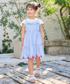 ANY KIDS ギンガム ドッキングワンピース